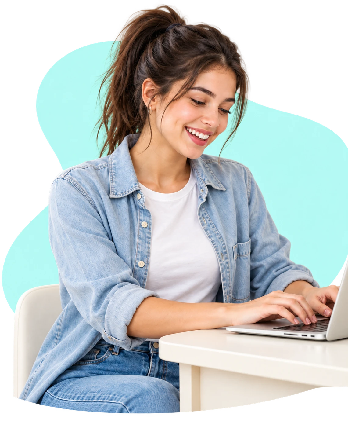 Woman applying for a debt consolidation loan on her laptop